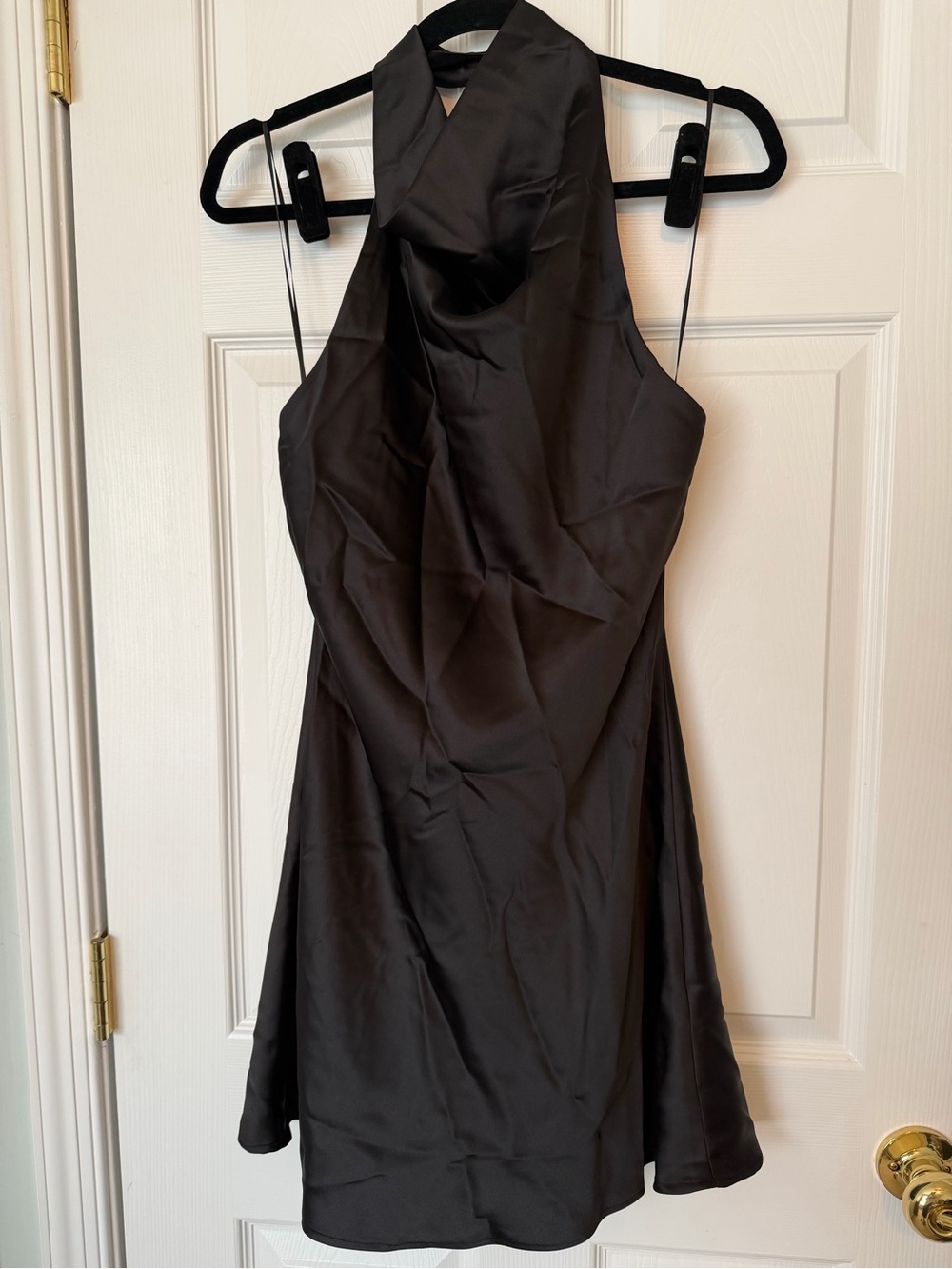 Zara Black Halter Mini Dress with Draped Neck